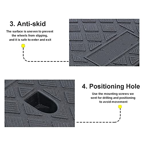 AMSXNOO Rampas de Sillas de Ruedas, Portátil de Plástico Rampas, Rampa de Acceso por Motocicleta Caravana Vehículos Ruedas Patineta Bicicleta Paseante (Color : Black, Tamaño : 25x45x19cm)