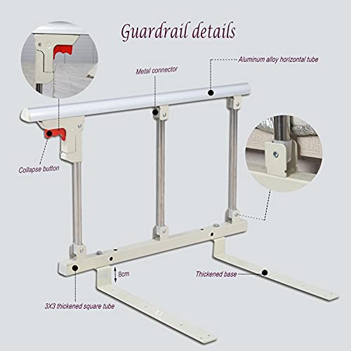 AMSXNOO Riel Cama Ancianos, Barandillas Camas Adultos, Plegable Metal Guardia Rieles Laterales Seguridad Parachoques, Barra Agarre Asistencia Cabecera para El Cuidado del Hogar en El Hospital