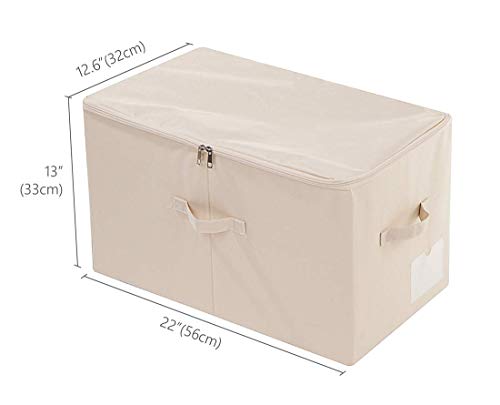 AMX 56 (L) X 33 (W) X 32 (H) cm, Caja de Almacenamiento de Armario Grande con Tapa, Cajas de Almacenamiento de Ropa de Armario Plegables, el tamaño Similar con la Serie IKEA SKUBB, Beige