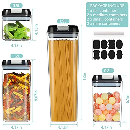 Amzeeniu Botes Cocina 7pcs Plastico Transparente Sin BPA Recipiente Herméticos de con Tapa Juego de Recipientes Apilables de Almacenamiento,con Eti-quetas y Marcador Almacenamiento de Alimentos