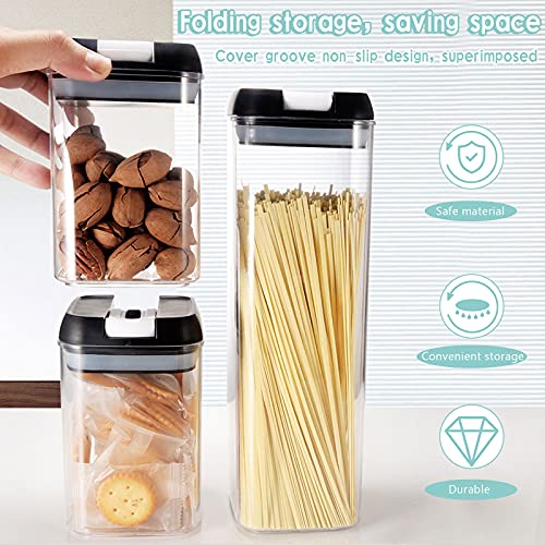 Amzeeniu Botes Cocina 7pcs Plastico Transparente Sin BPA Recipiente Herméticos de con Tapa Juego de Recipientes Apilables de Almacenamiento,con Eti-quetas y Marcador Almacenamiento de Alimentos