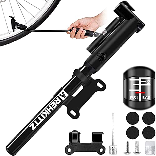 AMZOON Bomba Bicicletas Inflador Bici Adicional Manguera Mini Hinchador Bicis Bomba de Aire Bicicleta per BMX MTB Adaptador Válvulas Presta & Schrader