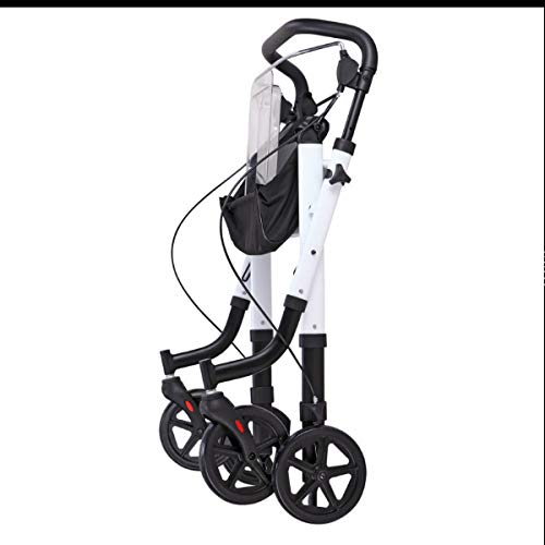 Andador Rollator para minusválidos, ancianos, ligero, plegable, frenos por presión, aluminio con bandeja transparente y bolsa extraíble, ruedas de 20 cm diámetro.