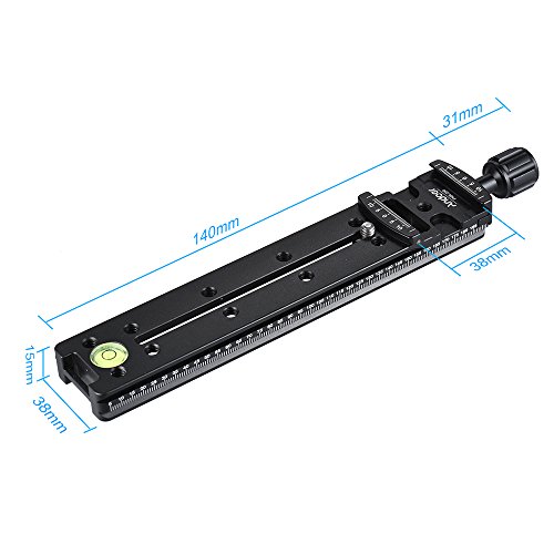 Andoer 200 mm Placa de liberación rápida trípode Nodal Slide barra de trípode, Metal Abrazadera de Liberación Rápida para Cámara con Arca Swiss, FNR-200