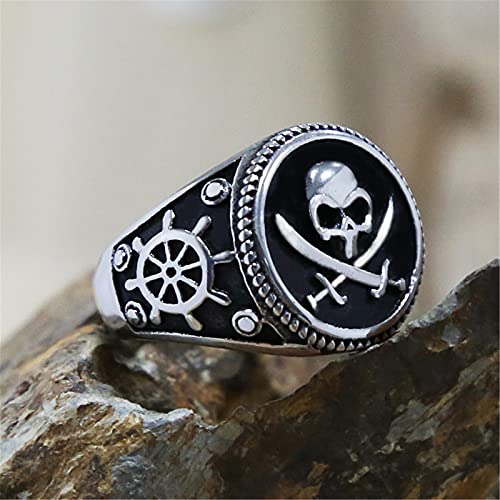 Anillo De Cuchillo Pirata De Calavera Brújula De Acero Inoxidable Retro Regalo De Fiesta De Cóctel De Halloween,13