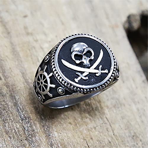 Anillo De Cuchillo Pirata De Calavera Brújula De Acero Inoxidable Retro Regalo De Fiesta De Cóctel De Halloween,13