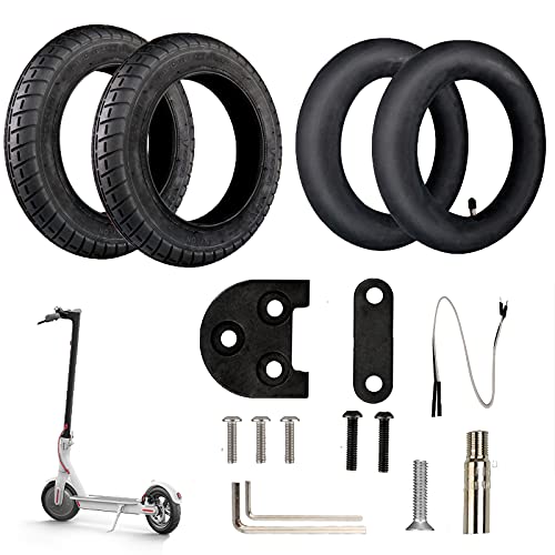 ANSENI® Kit Ruedas Wanda 10 Pulgadas Compatible para Xiaomi M365, 1s, Essential,Pro y Pro2, Reemplazo para Patinete Electrico, Rueda,Camara de Aire 10 Pulgadas, Alzas y Adaptador de Válvula (Negro)