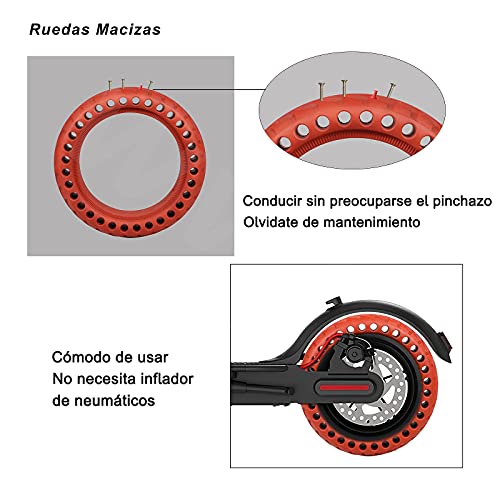 ANSENI® Ruedas Macizas Roja para Patinete Electrico Rueda de 8.5 Pulgadas, Neumáticos de Reemplazo, Rueda de Repuesto Antipinchazo Compatible con Xiaomi Scooter Electrico M365/Pro/1S Patinete Cecotec