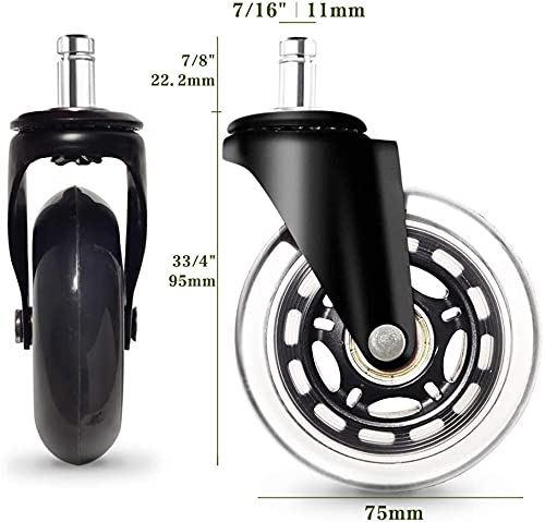 Anyke Ruedas para Sillas de Oficina 11X22mm Ruedas de Repuesto Caster Silencioso Rolling Rotación de 360 Grados 5Pcs