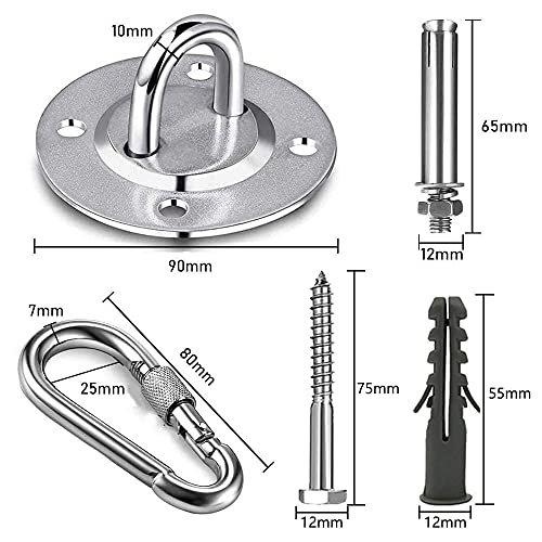 Aoligei Anclaje Para Pared, Ganchos de Techo,Kit de gancho de hamaca ultra duradero de 500 kg de capacidad para columpios, sillas, yoga, múltiples gimnasios interiores y exteriores