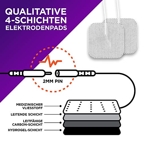 Aparato TENS 3-en-1 | aparato de corriente de estimulación con 22 programas para el tratamiento del dolor | | masaje muscular | incluyendo 4 almohadillas de electrodos con conexión de 2 canales