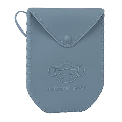 APLI - 18832 - Porta mascarillas de silicona con cierre de botón color GRIS AZULADO-Portamascarilla con asa- Ideal para mascarillas quirúrgicas