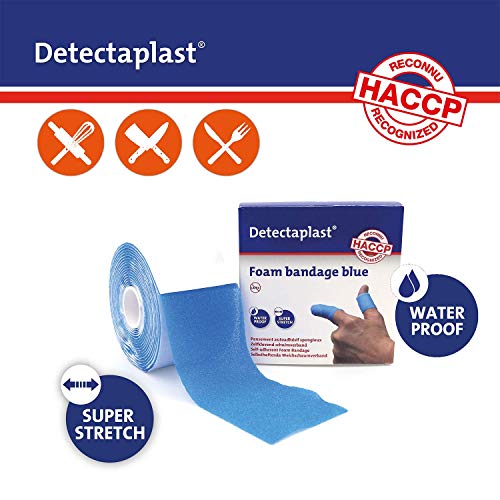 Apósito Detectaplast, apósito autoadhesivo para heridas y lesiones, rollo de esparadrapo impermeable para manipulación de alimentos, superelástico, 6cm x 4,5m