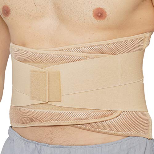 Apoyo lumbar con fuertes tirantes de doble banda, Faja para la Cintura / Espalda / Zona lumbar - Marca Neotech Care - Color Beige - Talla L