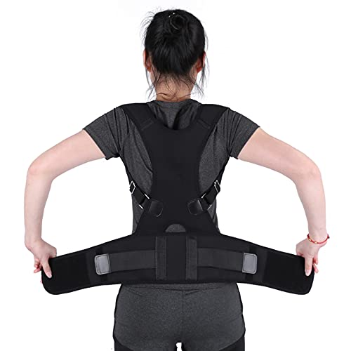 Apoyo lumbar de la espalda Cinturón corrector de postura, evita agacharse Siéntese al trabajo, Banda de soporte ajustable inferior y superior Aliviar el dolor de la columna vertebral Dolor torácico(L)