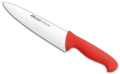 Arcos Serie 2900, Cuchillo Cocinero, Hoja de Acero Inoxidable Nitrum de 200 mm, Mango inyectado en Polipropileno Color Rojo