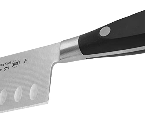 Arcos Serie Riviera - Cuchillo Santoku Cuchillo Asiático, Hoja de Acero Inoxidable Forjado NITRUM 180 mm, Mango de Polyoxymethylene (POM), Color Negro