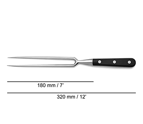 Arcos Serie Riviera, Tenedor para Trinchar, Hoja de Acero Inoxidable Forjado Nitrum 180 mm, Mango de Polyoxymethylene, POM Color Negro
