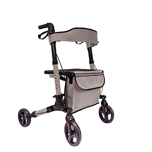 AREBOS Caminador Andador Aluminio | con Ruedas | 135kg | Gris | Altura regulable | Incluye Soporte para bastón