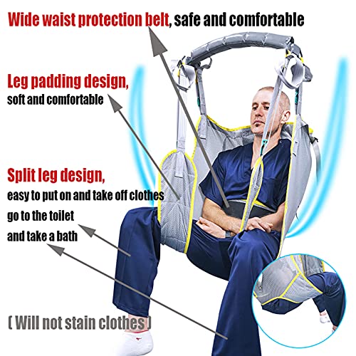 Arnes Grua Traslado Enfermos Personas Mayores, Cinturón de Transferencia Paciente Cuerpo Complet, Transferencia de la Cama a la Silla de Ducha y al Inodoro, Carga-230kg