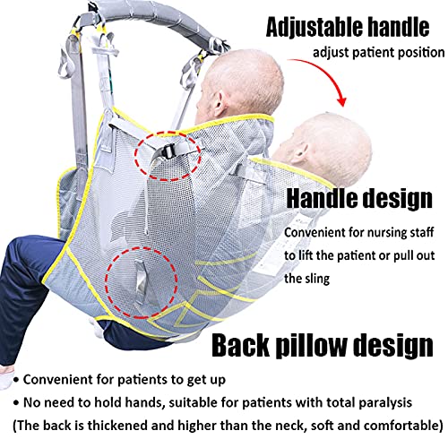 Arnes Grua Traslado Enfermos Personas Mayores, Cinturón de Transferencia Paciente Cuerpo Complet, Transferencia de la Cama a la Silla de Ducha y al Inodoro, Carga-230kg