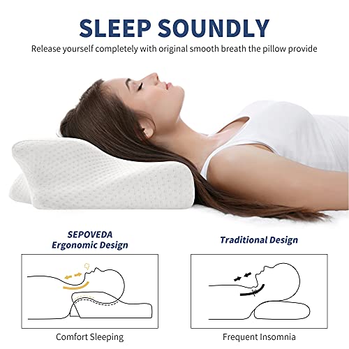 ARNTY Almohada Cervical,Almohada Viscoelastica Ergonómico,Almohada Cervical Ortopedica,Almohada para Cervicales para Soporte de Cabeza,Cuello con Funda de Almohada Extraíble Lavable (Upgraded)