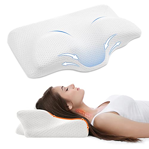 ARNTY Almohada Cervical,Almohada Viscoelastica Ergonómico,Almohada Cervical Ortopedica,Almohada para Cervicales para Soporte de Cabeza,Cuello con Funda de Almohada Extraíble Lavable (Upgraded)