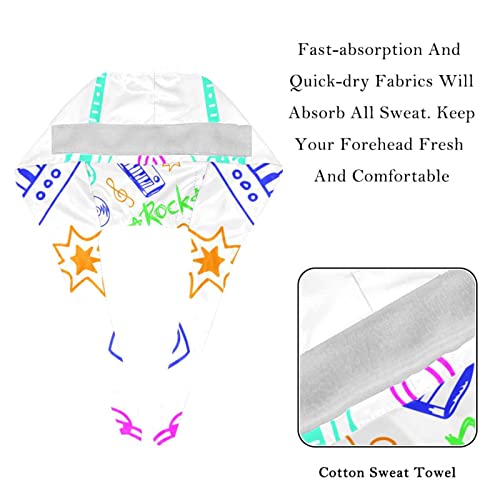 ART VVIES Paquete de 2 Gorro de Trabajo, Gorro de absorción de impresión, Gorro de Enfermera, Gorro de cirugía, Limpieza de Cocina Iconos Planos de Instrumentos Musicales