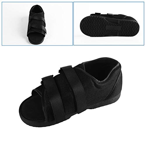 Artibetter zapato postoperatorio bota médica para caminar con correa ajustable después de la lesión sandalia quirúrgica moldeada del pie punta cuadrada soporte ortopédico para hueso roto (mm negro)