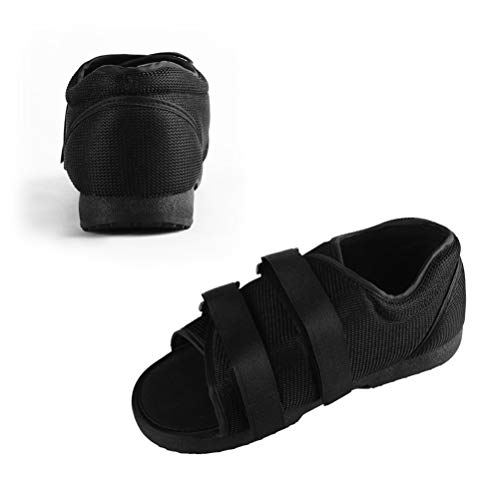 Artibetter zapato postoperatorio bota médica para caminar con correa ajustable después de la lesión sandalia quirúrgica moldeada del pie punta cuadrada soporte ortopédico para hueso roto (mm negro)