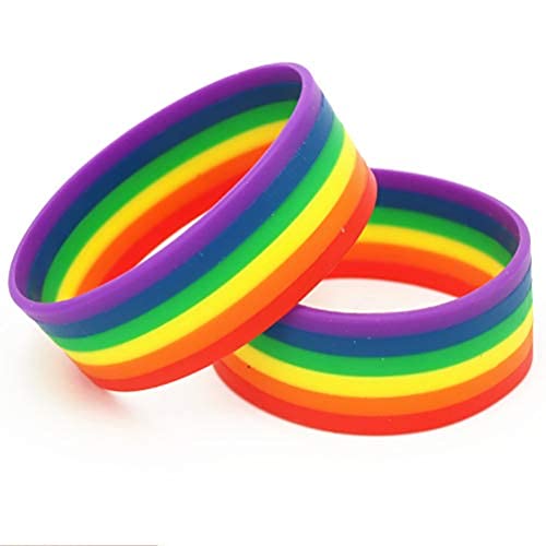 Asamio Universal Rainbow Pulsera Silicona Lesbiana Pride Wristband Party Props