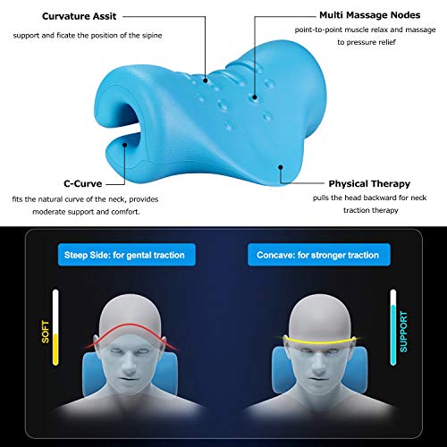 ASDFGB Almohada de Masaje Shiatsu Masajeador Traccion Cervical Ergonómica con Ganglios de Acupuntura para el Dolor de Cuello y Hombros Masajeador Traccion Pillow