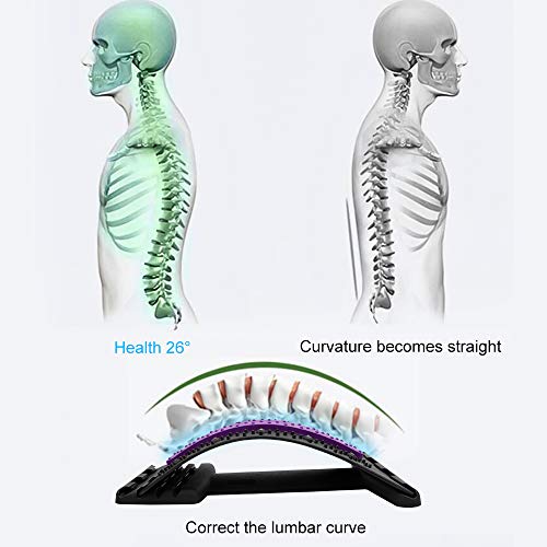 Aspiree Estiramiento de Espalda,Dispositivo de Estiramiento Lumbar,Estiramiento de espalda Back Stretcher Estiramiento lumbar Soporte lumbar multinivel(Negro + Morado)