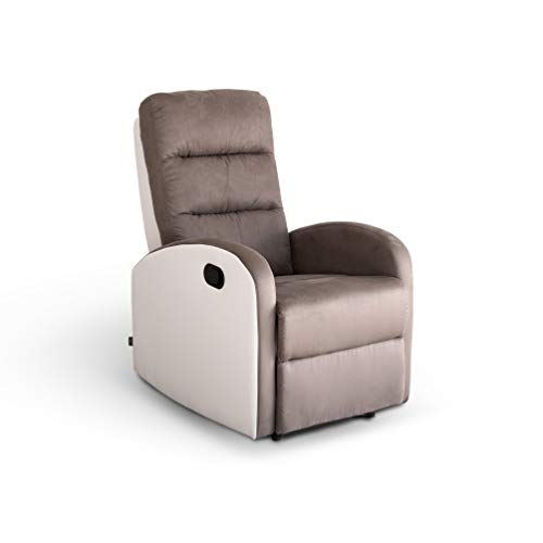 Astan Hogar AH-AR30400BA - Sillón Relax con Reclinación Manual, Tapizado en PU Anti-Cuarteo y Microfibra, Modelo Ludwig, color blanco/antracita