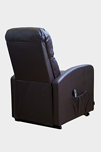 Astan Hogar AH-AR30620CH Premium Confort Coomodo - Sillón Relax Con Función Auto-Ayuda (Levanta Personas), Reclinación Eléctrica, Tapizado en PU Anti-Cuarteo, Acero, CHOCOLATE