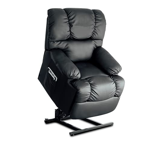 Astan Hogar Sillón Relax con Función Auto-Ayuda (Levanta Personas), Reclinación Eléctrica, Masaje Y Termoterapia. Modelo Automático Lift Up AH-AR10100NG, Cuero, Negro