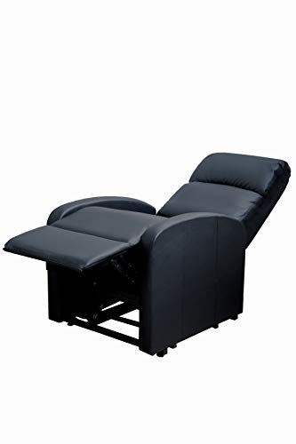 Astan Hogar Sillón Relax Con Función Auto-Ayuda (Levanta Personas), Reclinación Eléctrica, Tapizado en PU Anti-Cuarteo. Modelo Premium AH-AR30620NG, Acero, NEGRO,