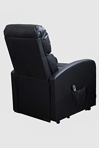 Astan Hogar Sillón Relax Con Función Auto-Ayuda (Levanta Personas), Reclinación Eléctrica, Tapizado en PU Anti-Cuarteo. Modelo Premium AH-AR30620NG, Acero, NEGRO,