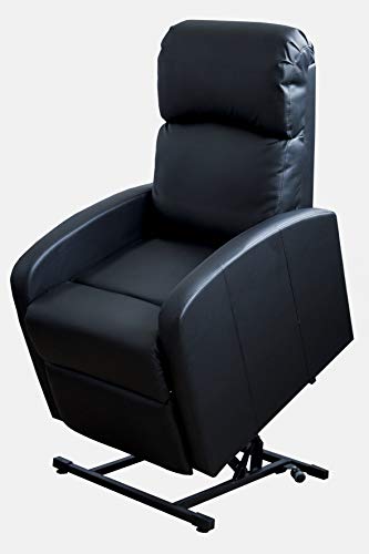 Astan Hogar Sillón Relax Con Función Auto-Ayuda (Levanta Personas), Reclinación Eléctrica, Tapizado en PU Anti-Cuarteo. Modelo Premium AH-AR30620NG, Acero, NEGRO,