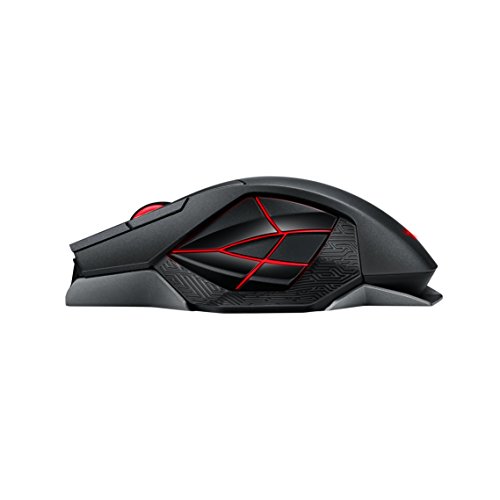 Asus ROG Spatha - Ratón gaming con 12 botones pAsus ROGramables, hasta 8200 dpi, conexión por cable y inalámbrica, zócalos intercambiables, chasis de magnesio, interfaz Asus ROG Armoury