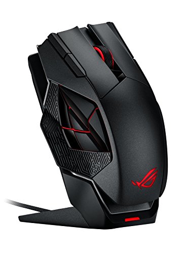 Asus ROG Spatha - Ratón gaming con 12 botones pAsus ROGramables, hasta 8200 dpi, conexión por cable y inalámbrica, zócalos intercambiables, chasis de magnesio, interfaz Asus ROG Armoury