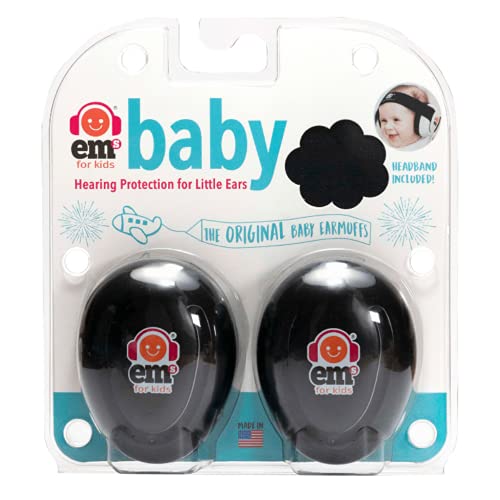 AUDILO Ems4Bubs - Auriculares de diadema para bebé con cancelación de ruido para conciertos, fiesta de música, viajes, protección auditiva, reducción de ruido, 25 dB (carcasa negro/diadema rosa)