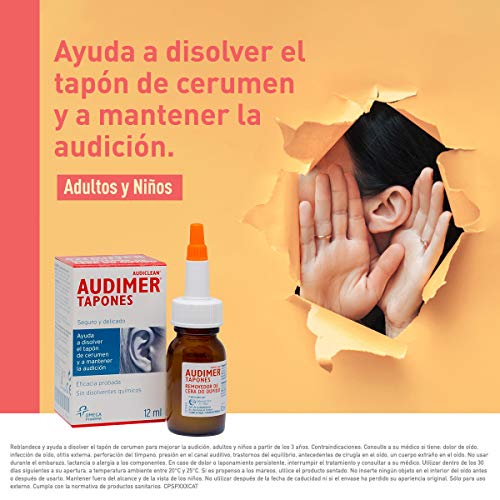 Audimer Tapones - Ayuda a disolver el tapón de cera. Eficacia probada. Seguro y delicado - 12 ml