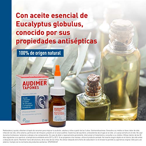 Audimer Tapones - Ayuda a disolver el tapón de cera. Eficacia probada. Seguro y delicado - 12 ml