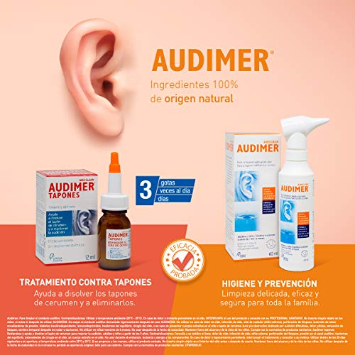 Audimer Tapones - Ayuda a disolver el tapón de cera. Eficacia probada. Seguro y delicado - 12 ml