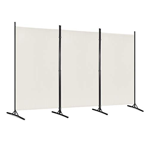 Aufun Biombo Divisor 260x180 cm, Separador de 3 Panel Ambientes Plegable, habitación de Pared de partición Ajustable, balcón - Beige