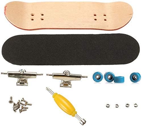 AumoToo Mini diapasón, Patineta de Dedos Profesional Maple Wood DIY Assembly Skate Boarding Toy Juegos de Deportes Kids (Azul Claro)