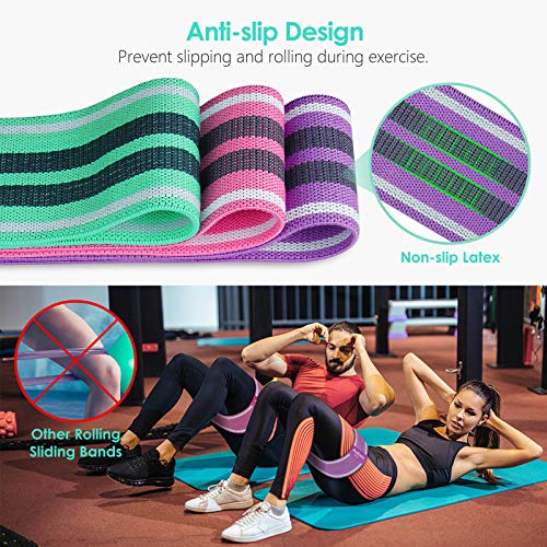 Autkors Bandas Elasticas Musculacion, Juego de 3 Antideslizantes Bandas Elásticas Gluteos con 3 Niveles, Bandas de Resistencia para Piernas, Brazos, Yoga, Pilates etc.