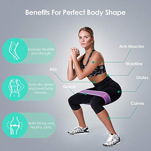 Autkors Bandas Elasticas Musculacion, Juego de 3 Antideslizantes Bandas Elásticas Gluteos con 3 Niveles, Bandas de Resistencia para Piernas, Brazos, Yoga, Pilates etc.