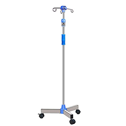 AWCPP Soporte de Infusión de Vena Espesa de Acero Inoxidable Firme Estable Altura de Altura, Hospitales, Hogares, Hospitales de Mascotas,4 Ganchos con Ruedas